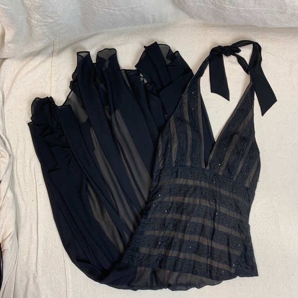 BCBG Halter Chiffon sequin Formal Cocktail Maxi dress 4 - Picture 11 of 11